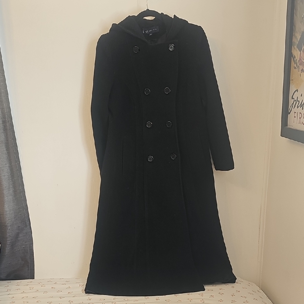 Anne Klein Black Hooded Trench Coat - Picture 4 of 5